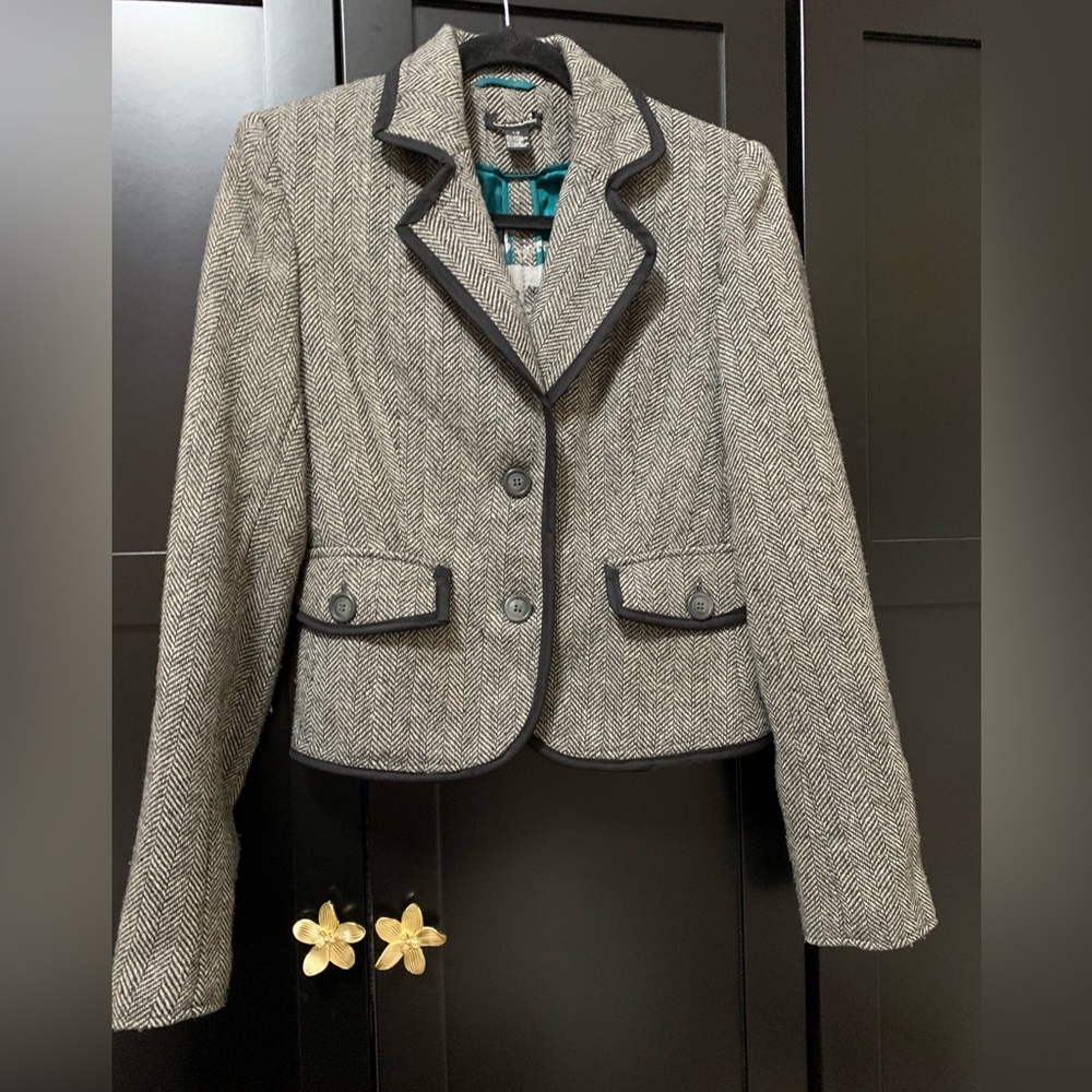 Seduction Women's Herringbone Blazer,Jacket,size large,preppy,classic,office